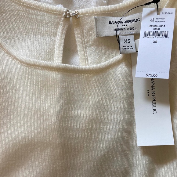 NWT Banana Republic Factory Merino Wool Sweater Shell in Snow Day Size XS - Picture 3 of 4